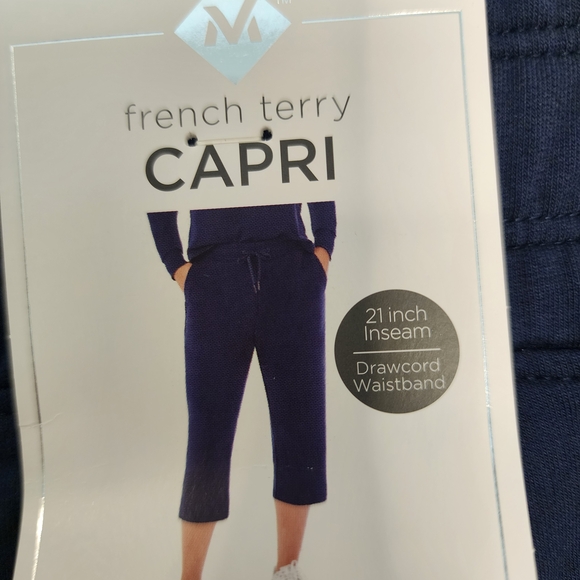 Member's Mark Pants - French Terry Capri Pants - Navy Blue